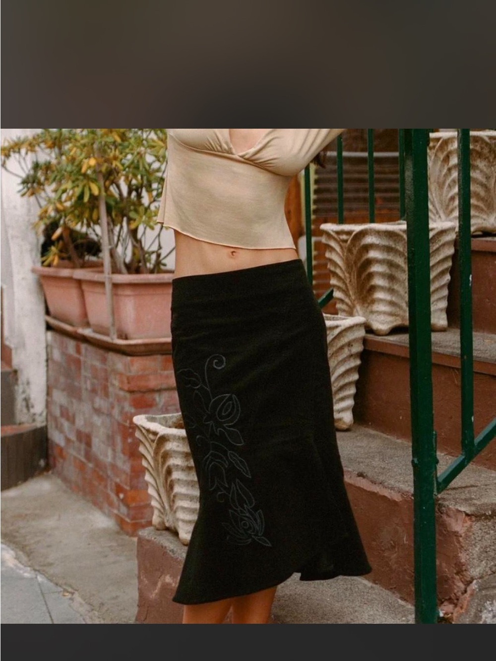 With Jean Naomi Skirt// Black Embroidered Skirt - Women